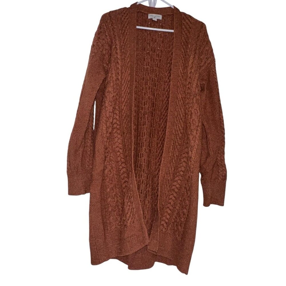 Nili Lotan x Target Women Rust Cableknit Cardigan Open Front Chunky Knit S